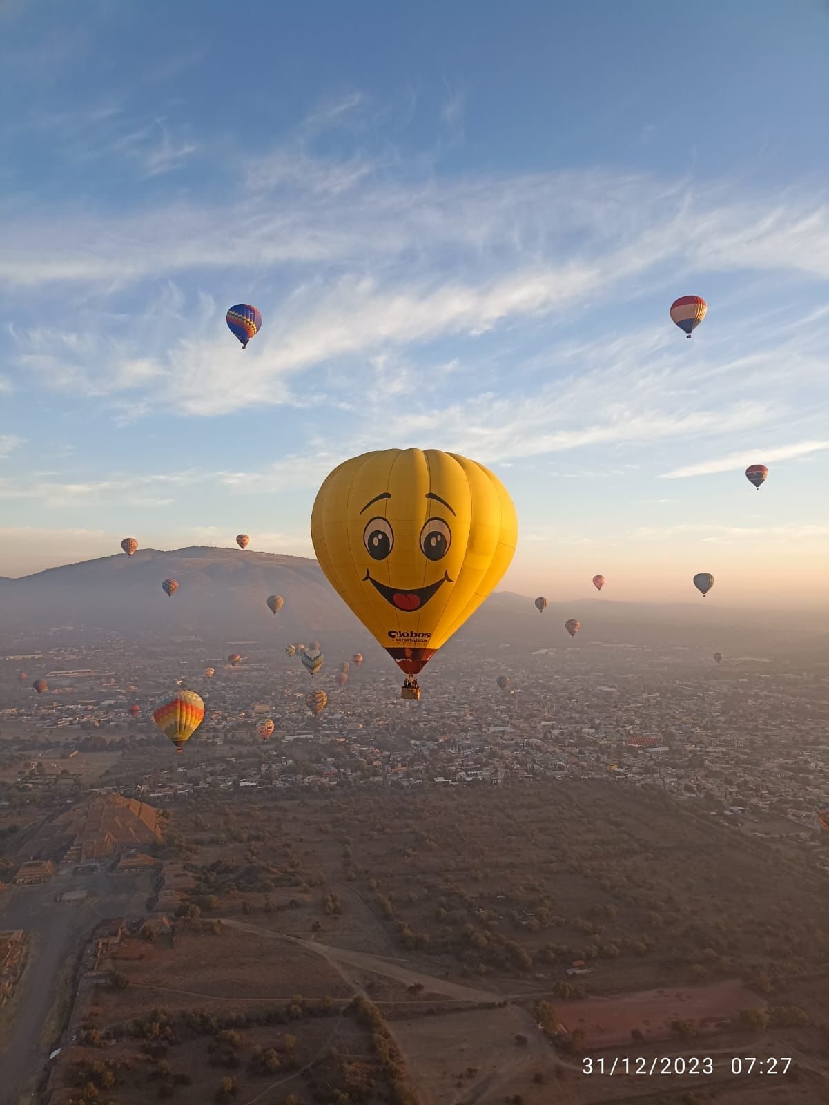 Globos y la calzada de los muertos desde el aire